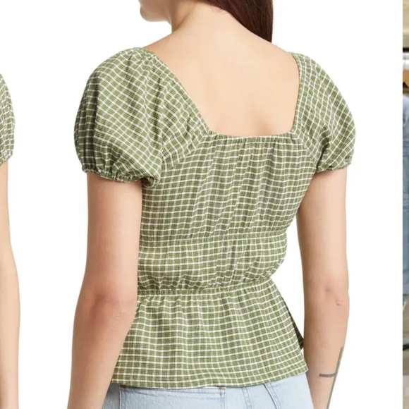 Madewell Tiered Peplum Top in Sweet Basil, NWT, Size Large - Picture 2 of 12